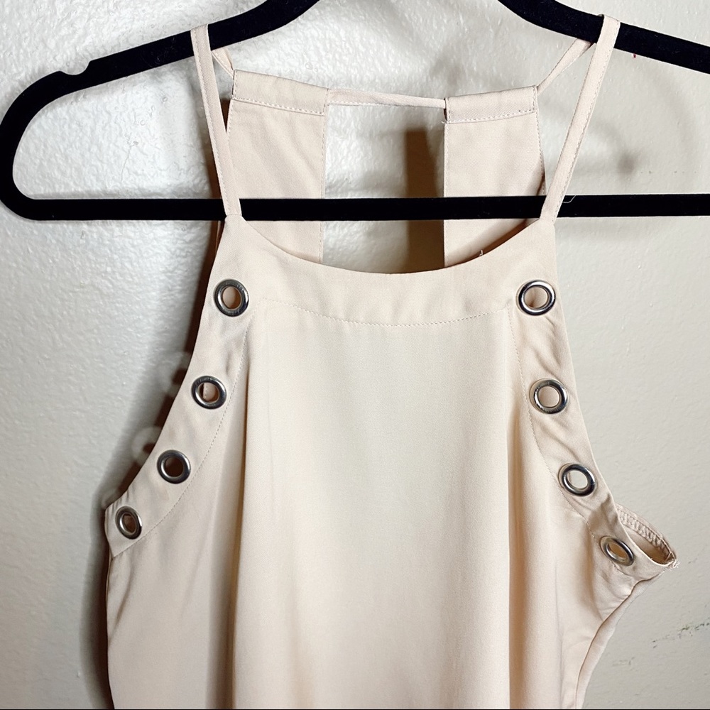 Sans Souci Nude Grommet Open Back Halter Top - Picture 2 of 5